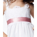 A-Linie breite Träger Teelänge Taft Spitzenbänder Blumenmädchen Kleid